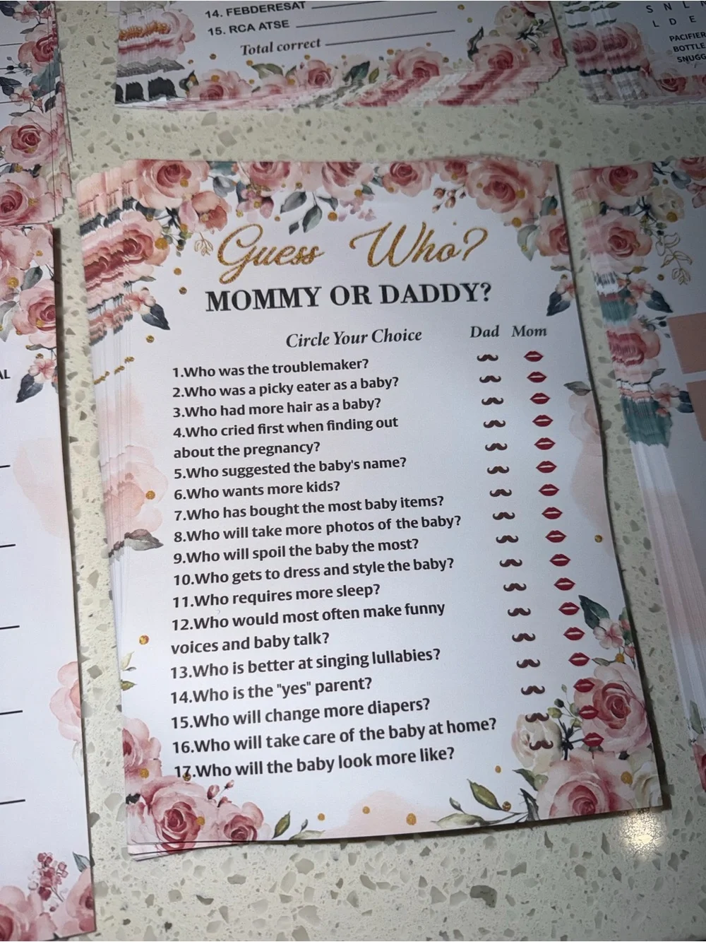 Baby Shower Game Kit — Pink and Gold Floral Party Pack